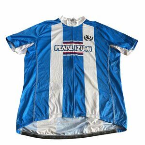 PEARL IZUMI Spellout Logo Cycling Jersey Full Zip Blue White, Size XXL